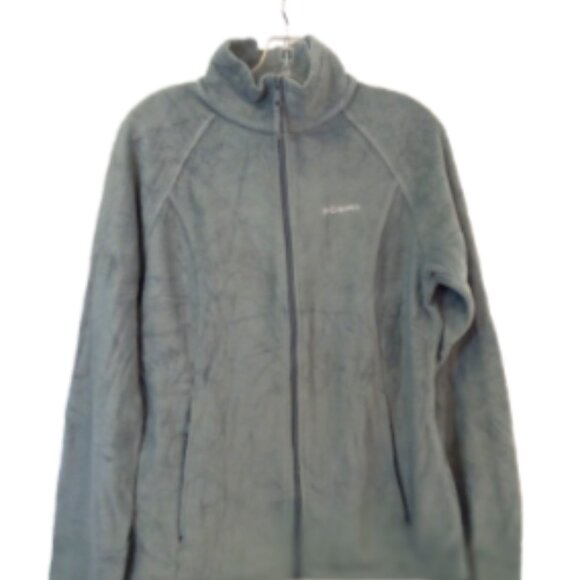 Columbia Women’s Fleece Jacket Size Large Green Fuzzy Full Zip Pockets EUC - Picture 6 of 14